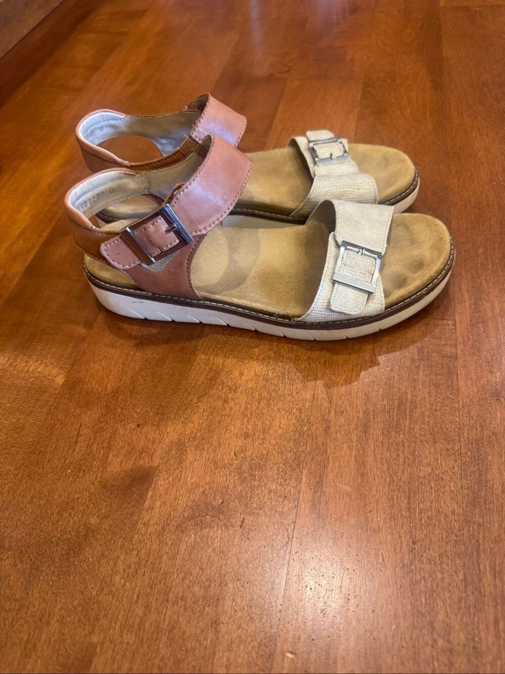 Remonte Women’s EU 38 US 7.5 Brown Beige Leather Comfort Sandals